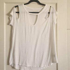 American Eagle White Cold Shoulder Tee!!